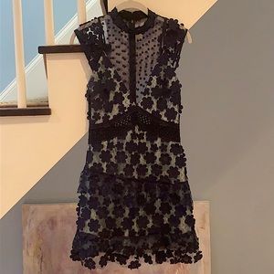 Self Portrait Navy & Seafoam Green Cocktail Dress